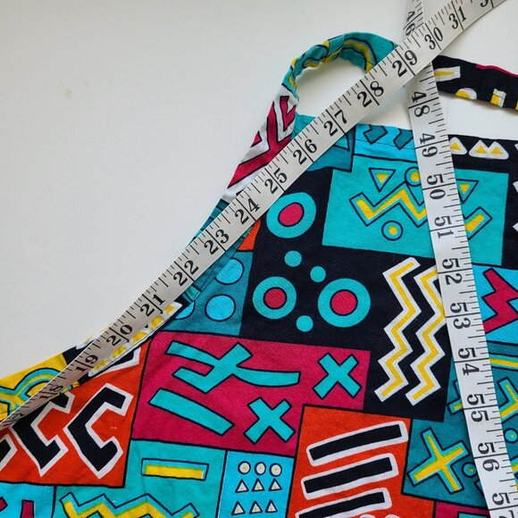 Homemade Apron 26" Waist Funky Colorful Print Tie in Back Half Circle - Picture 4 of 7